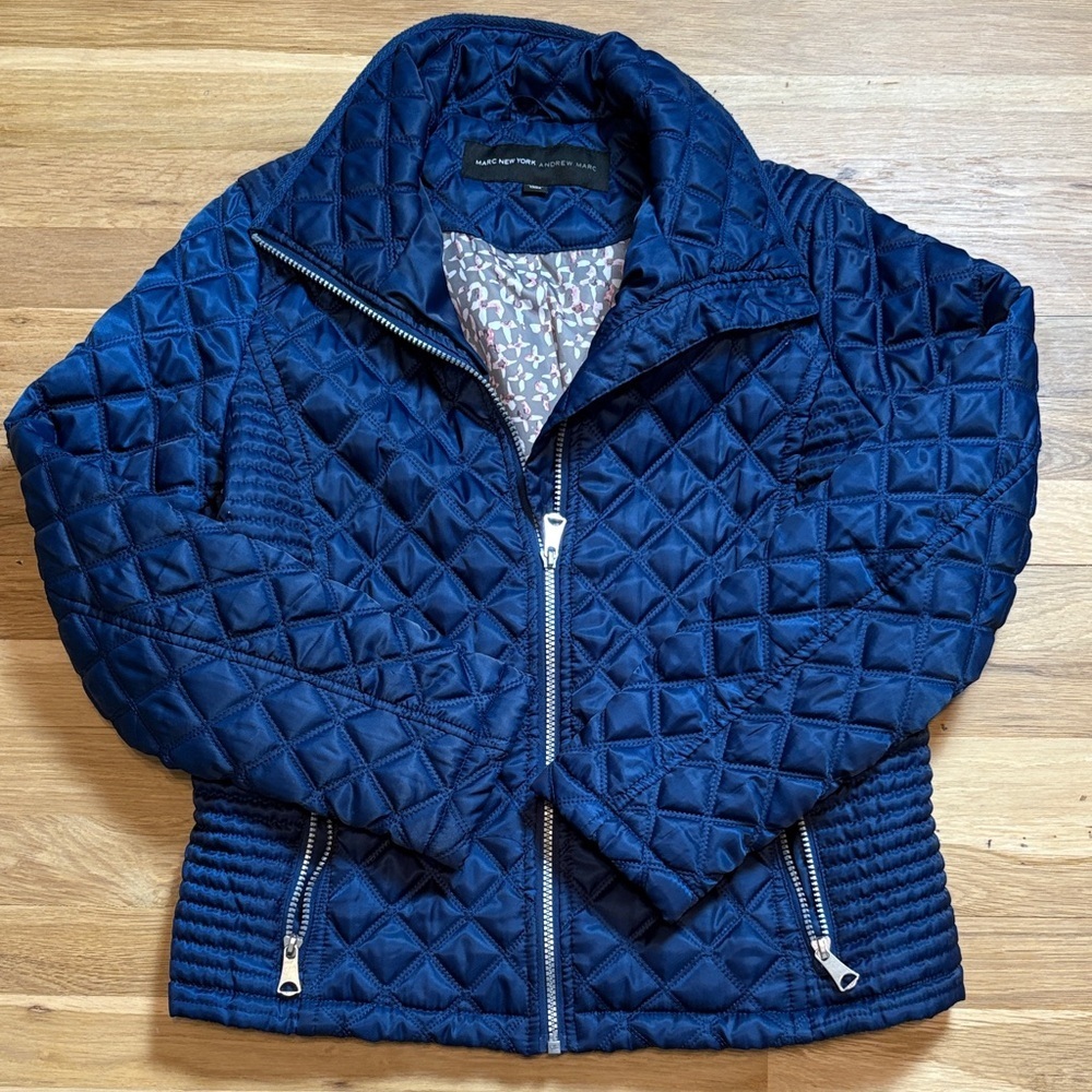 Marc New York Andrew Mark Stylish Navy Quilted Puffer Jacket